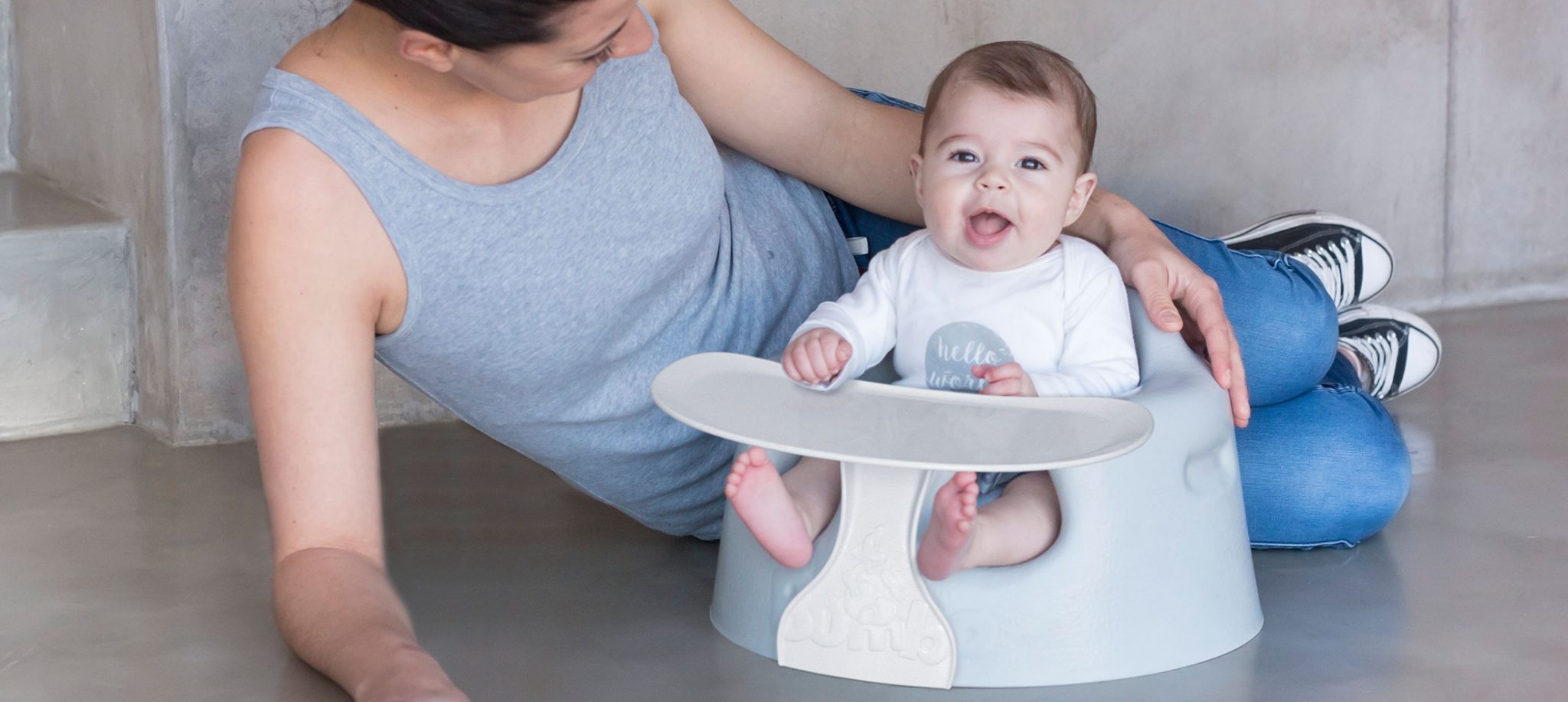 grey bumbo with tray